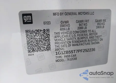 2023 Chevrolet Malibu Fwd Ls из США, поврежденный, VIN 1G1ZB5ST7PF252236